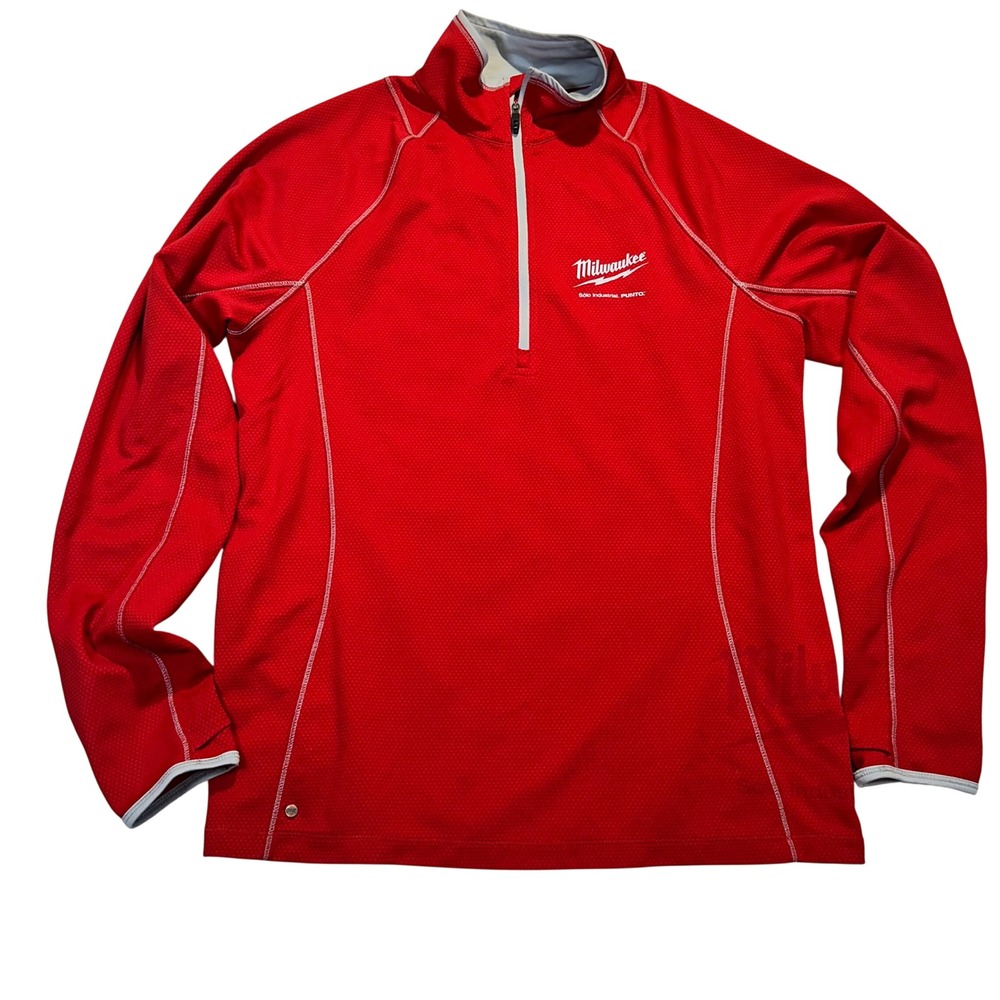 Elevate Milwaukee Quarter Zip Pullover Men Medium Red Athletic Workwear Gorpcore